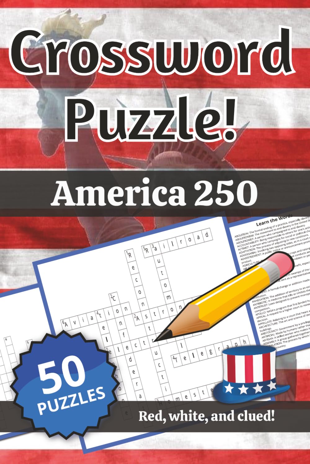 capítulo por capítulo baixar America 250 Crossword Puzzle: Words and Definitions of America 250: Crossword Puzzle Book | 120+ pages | 50 puzzles | 6x9 | Red, White and Clued! (Learning)