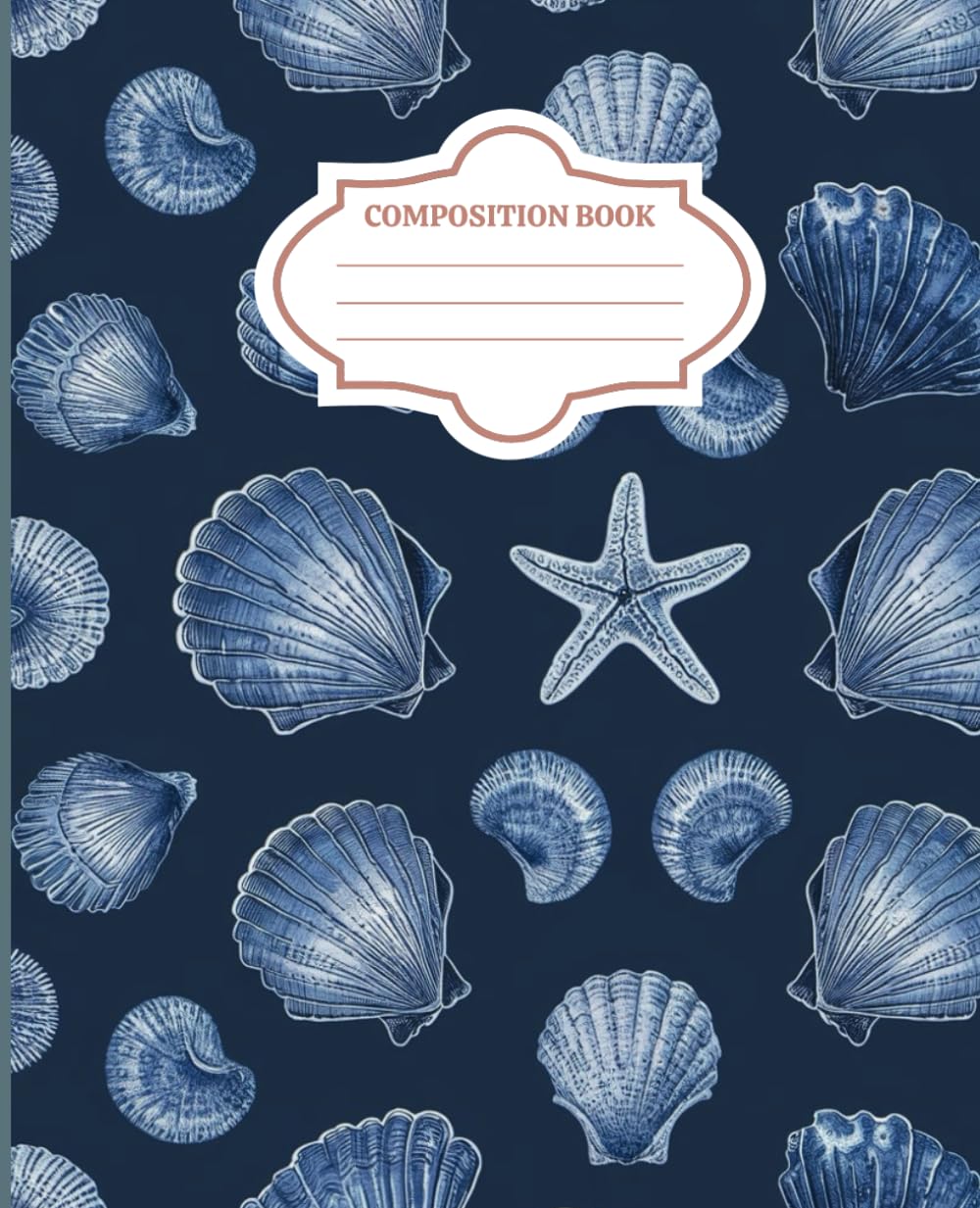 ler totalmente Aesthetic Composition Notebook: Blue Seashell Journal, Preppy Coastal Granddaughter Beachy Vibes - Pretty Wide Ruled Notebook Ideal for School & College