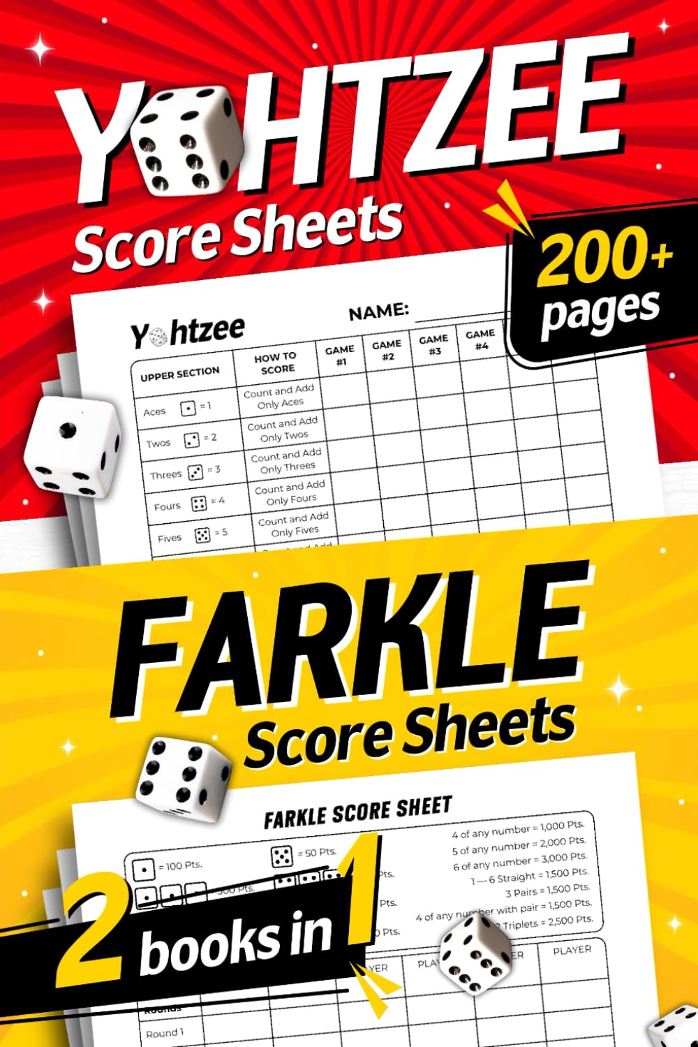 Yahtzee & Farkle Score Sheets Collection: 2 Books In 1 With 200+ Pages For Scorekeeping & Ultimate Dice Game Fun (6x9 Large Print) baixar o livro de graça