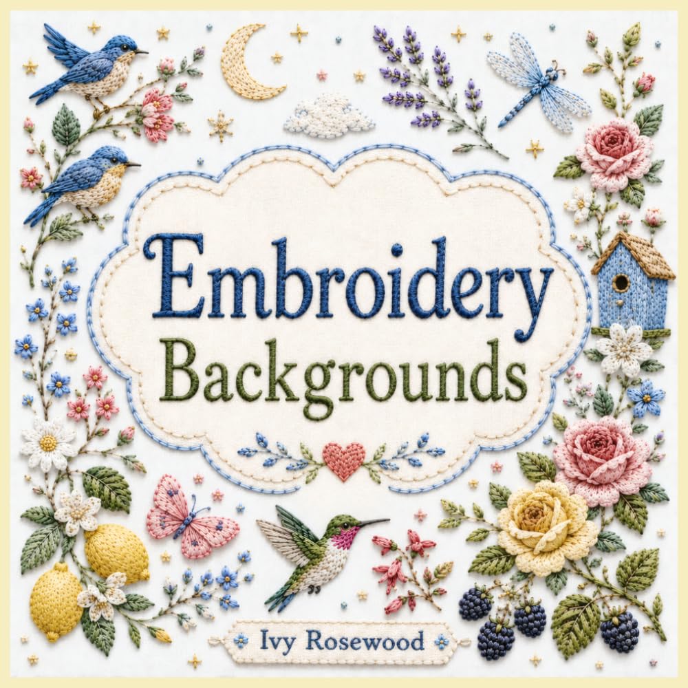 ler totalmente Embroidery Backgrounds: 20 Single-Sided Embroidery Background Papers for Scrapbooking, Junk Journals, Collage, Paper Crafts & Creative Projects
