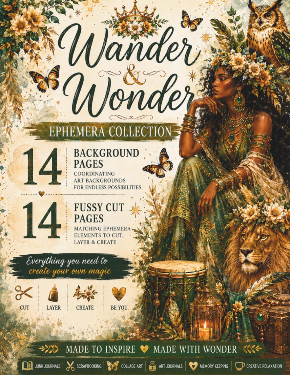 Ephemera Cut and Collage - Wander & Wonder: 14 Coordinated Fussy-Cut Pages & 14 Matching Backgrounds for Junk Journals, Scrapbooking & Creative Journaling. baixar o livro de graça