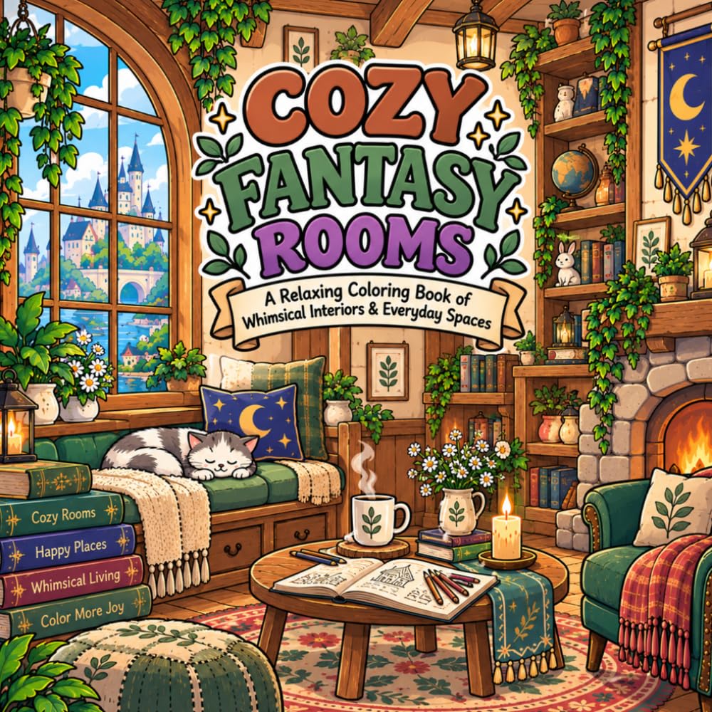 capítulo por capítulo baixar Cozy Fantasy rooms: A Relaxing Coloring Book of Whimsical Interiors & Everyday Spaces