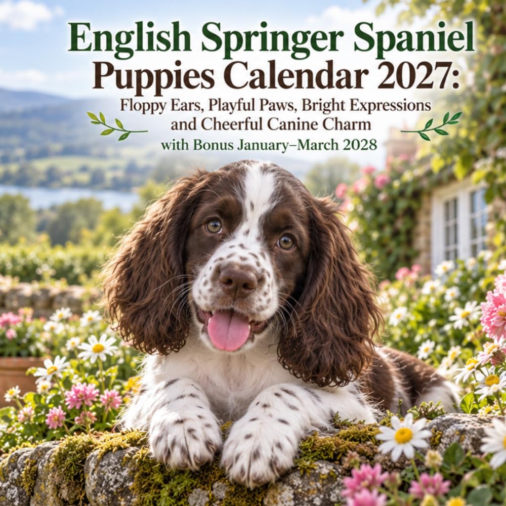 English Springer Spaniel Puppies Calendar 2027: 3 Month Bonus January–March 2028 baixar livro de graça
