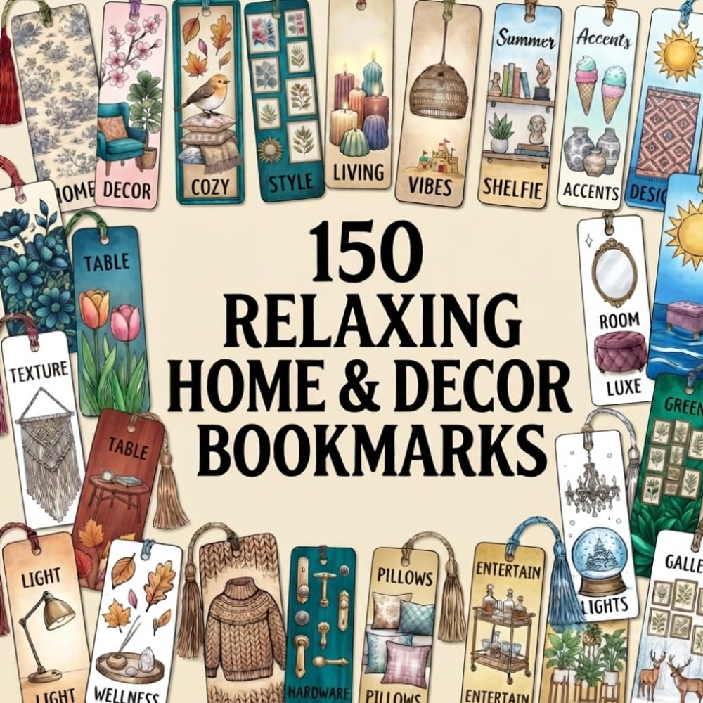 ler totalmente 150 Home & Decor Bookmarks: Coloring Book for Adults and Teens: Featuring Cozy Interiors, Furniture, Wallpapers, and Decorative Patterns for Relaxation