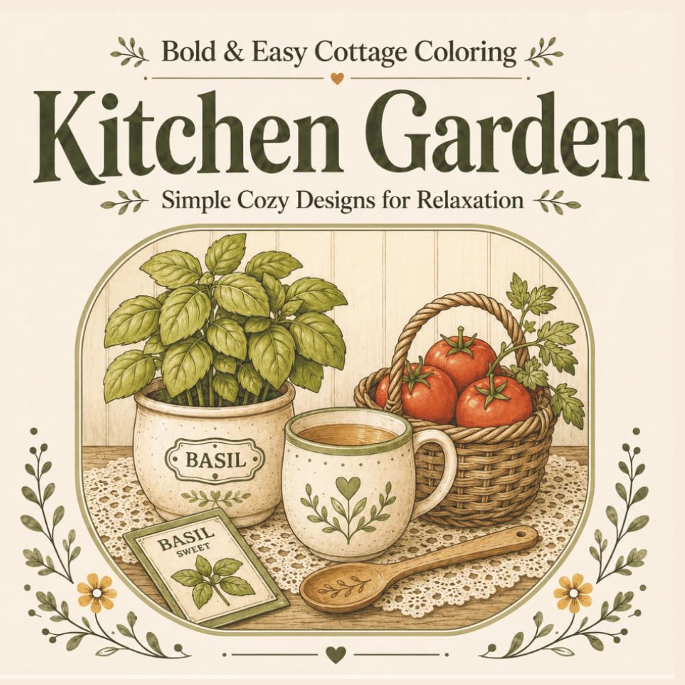 Kitchen Garden: Bold & Easy Cottage Coloring for Adults: Simple Cozy Designs for Relaxation baixar livro de graça