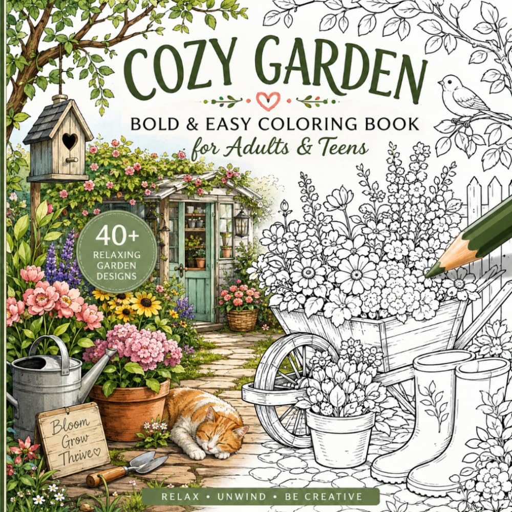 Cozy Garden Coloring Book: 40 Relaxing Garden Scenes with Flowers, Cottages, Greenhouses and Cozy Outdoor Spaces for Adults baixar livro de graça