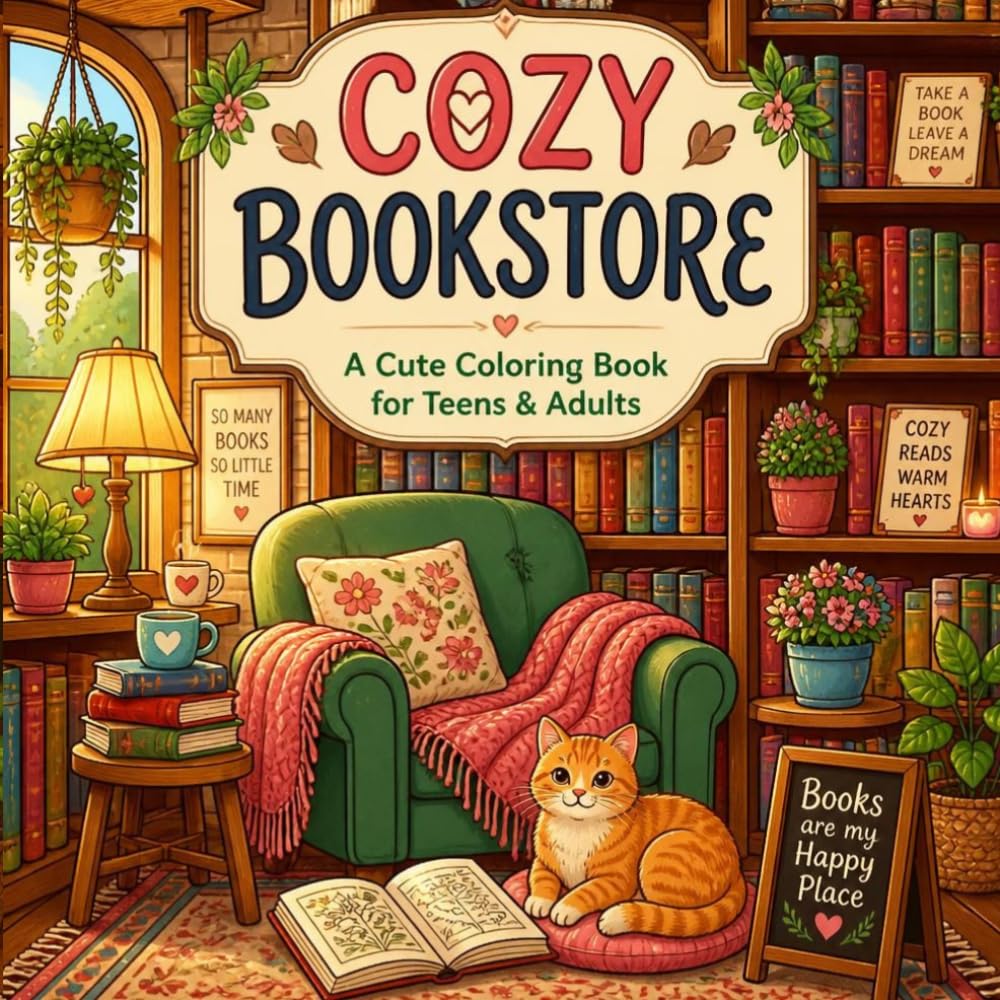 capítulo por capítulo baixar Cozy Bookstore: A Cute Coloring Book for Teens and Adults: 40 Relaxing Book-Themed Pages with Sleepy Bookstore Cats, Reading Nooks