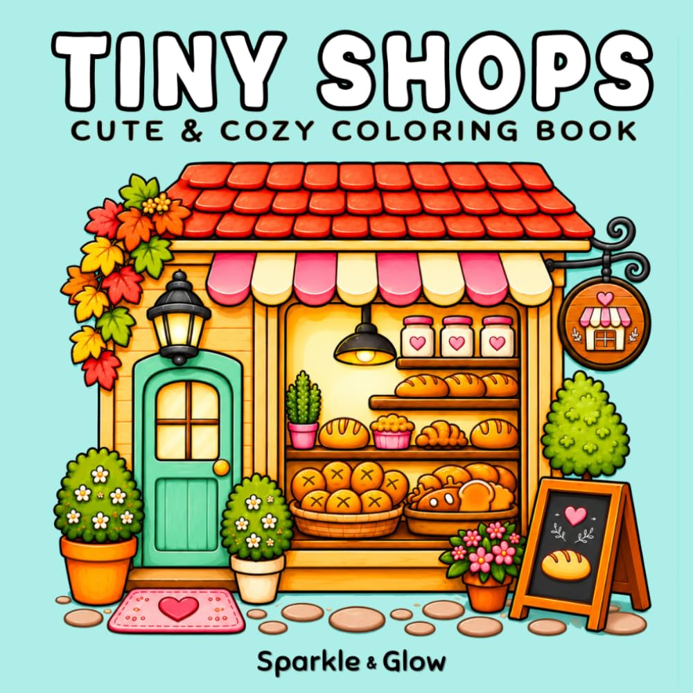 ler totalmente Tiny Shops: Cute and Cozy Coloring Book for Adults and Teens with Adorable Shops, Charming Storefronts, and Relaxing Designs