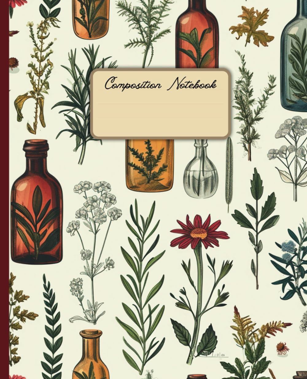 ler totalmente Composition Notebook: 110 College Ruled Pages with Vintage Red Botanical Aesthetic Illustration