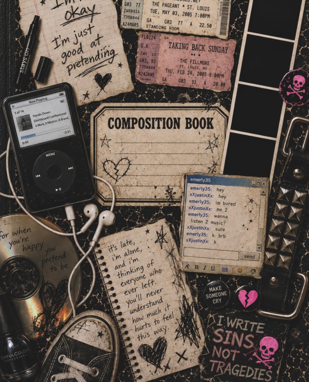 Y2K Emo Girl Composition Notebook: 2000's Alternative Nostalgia - Lined Notebook for Notes, Lyrics, School, Work & Random Thoughts baixar livro de graça