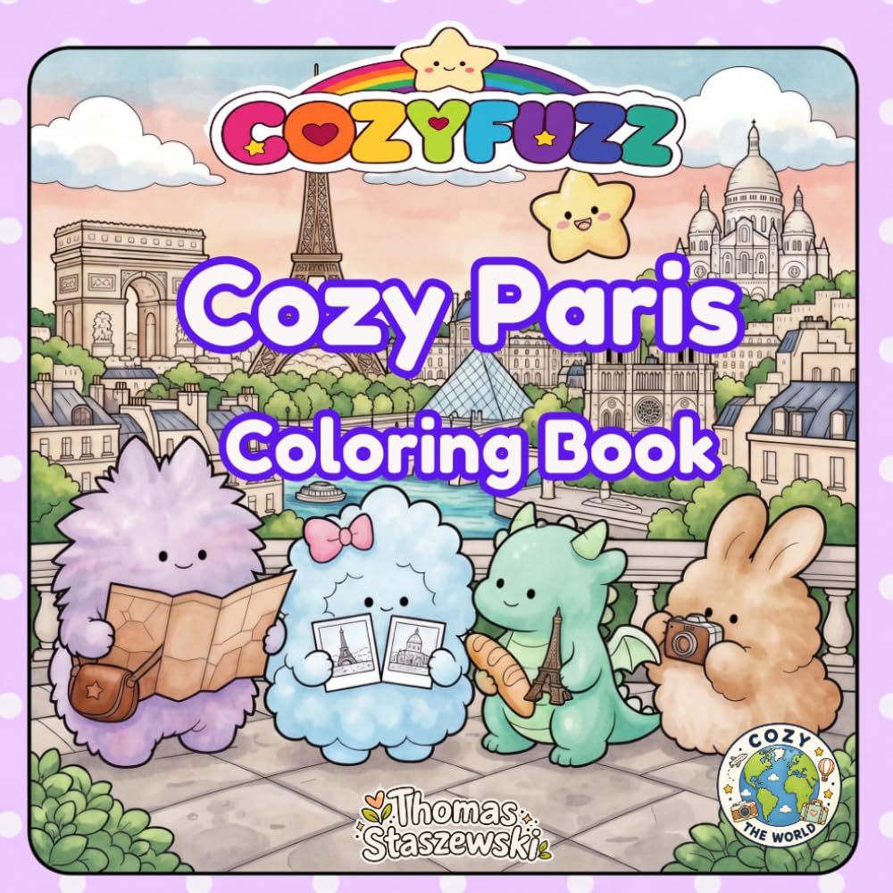 CozyFuzz Cozy Paris Coloring Book: 45 Bold & Easy Cute and Cozy Paris Scenes for Adults and Teens baixar o livro de graça