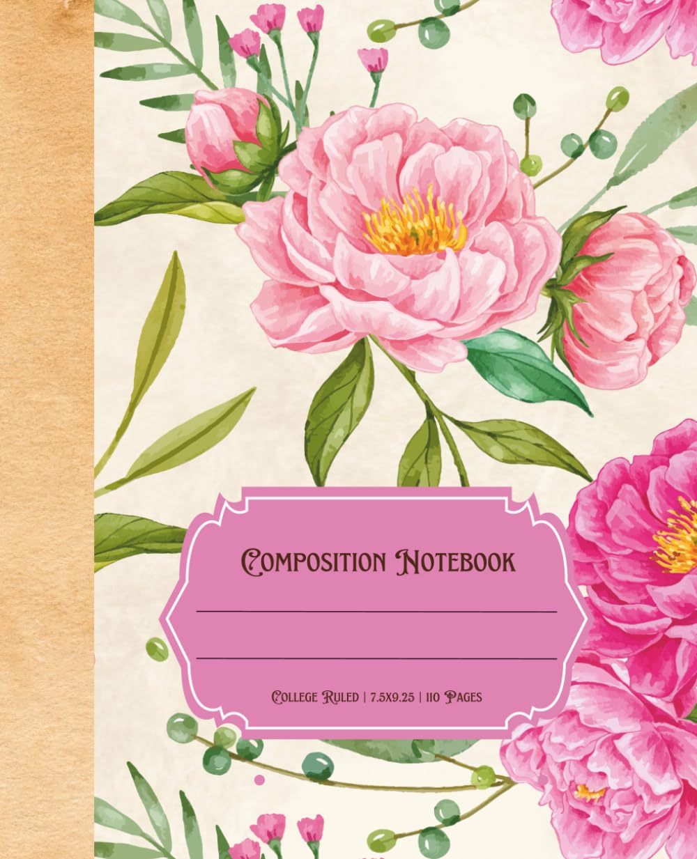 ler totalmente Composition Notebook College Ruled: Pink Peonies and Botanical Flowers Aesthetic Vintage Illustration Journal | Cottage Core Garden Themed Gifts for... School, College, Office and Work | Wide Lined