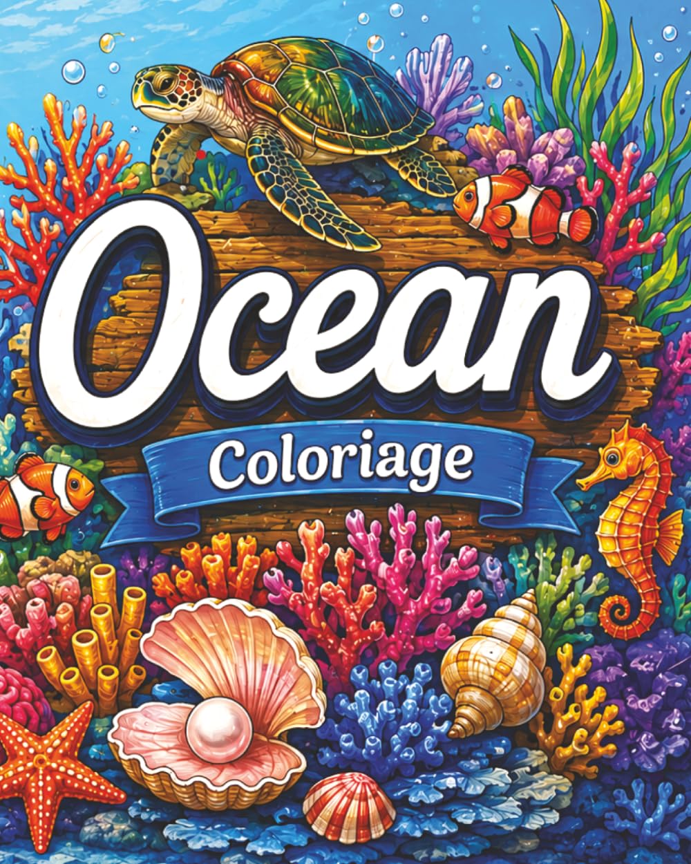 ler totalmente Océan: Coloriage pour adultes et adolescents, 40 illustrations magnifiques (corail, tortue de mer, poisson tropical, étoile de mer, coquillage,... anti-stress, relaxant (French Edition)