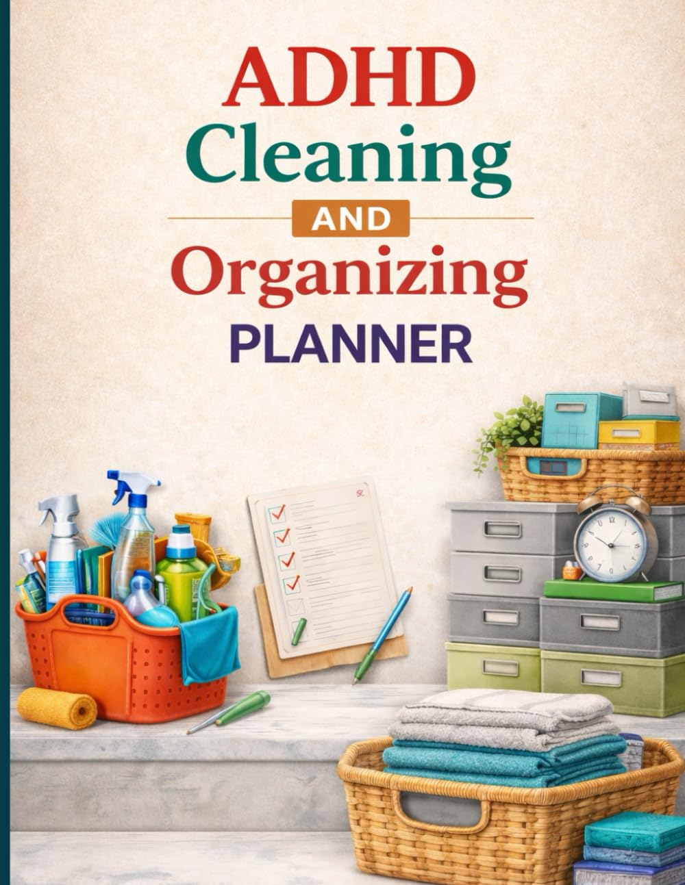 ler totalmente ADHD Cleaning and Organizing Planner: A Colorful 30 Weeks of Home Organization Lists & a Room-by-Room Cleaning Checklists & Declutter Challenges, for ADHD Adults