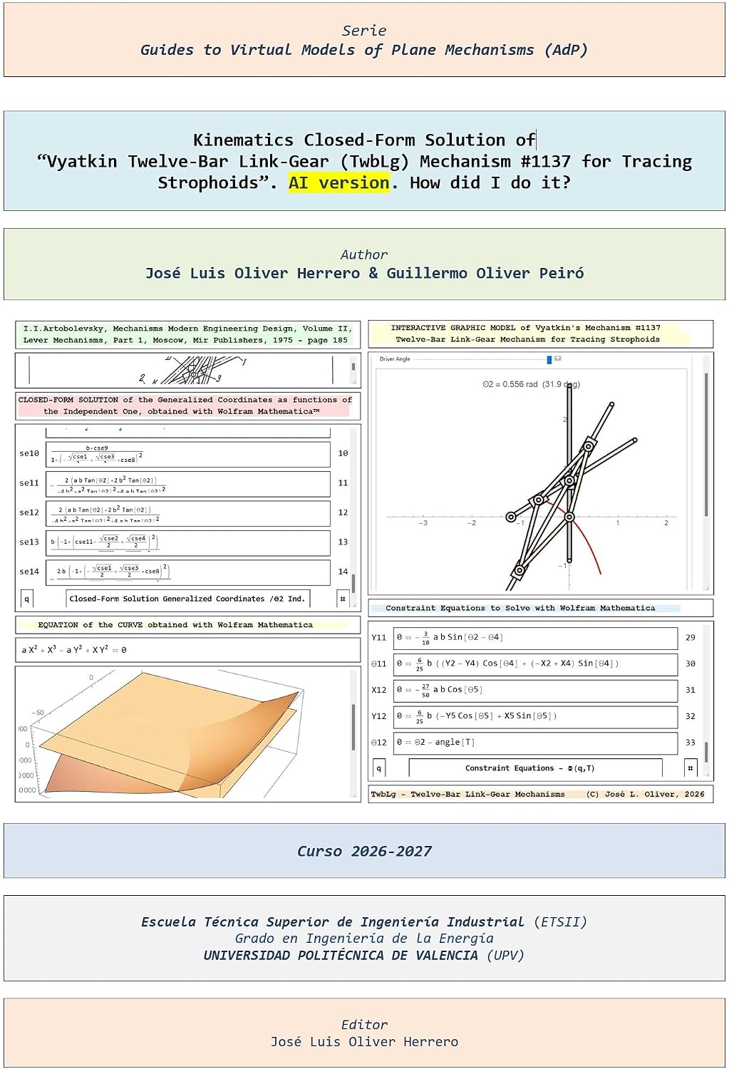 capítulo por capítulo baixar Kinematics Closed-Form Solution of “Vyatkin Twelve-Bar Link-Gear (TwbLg) Mechanism #1137 for Tracing Strophoids”. AI version. How did I do it? (Guides... Mechanisms (AdP) Book 158) (English Edition)