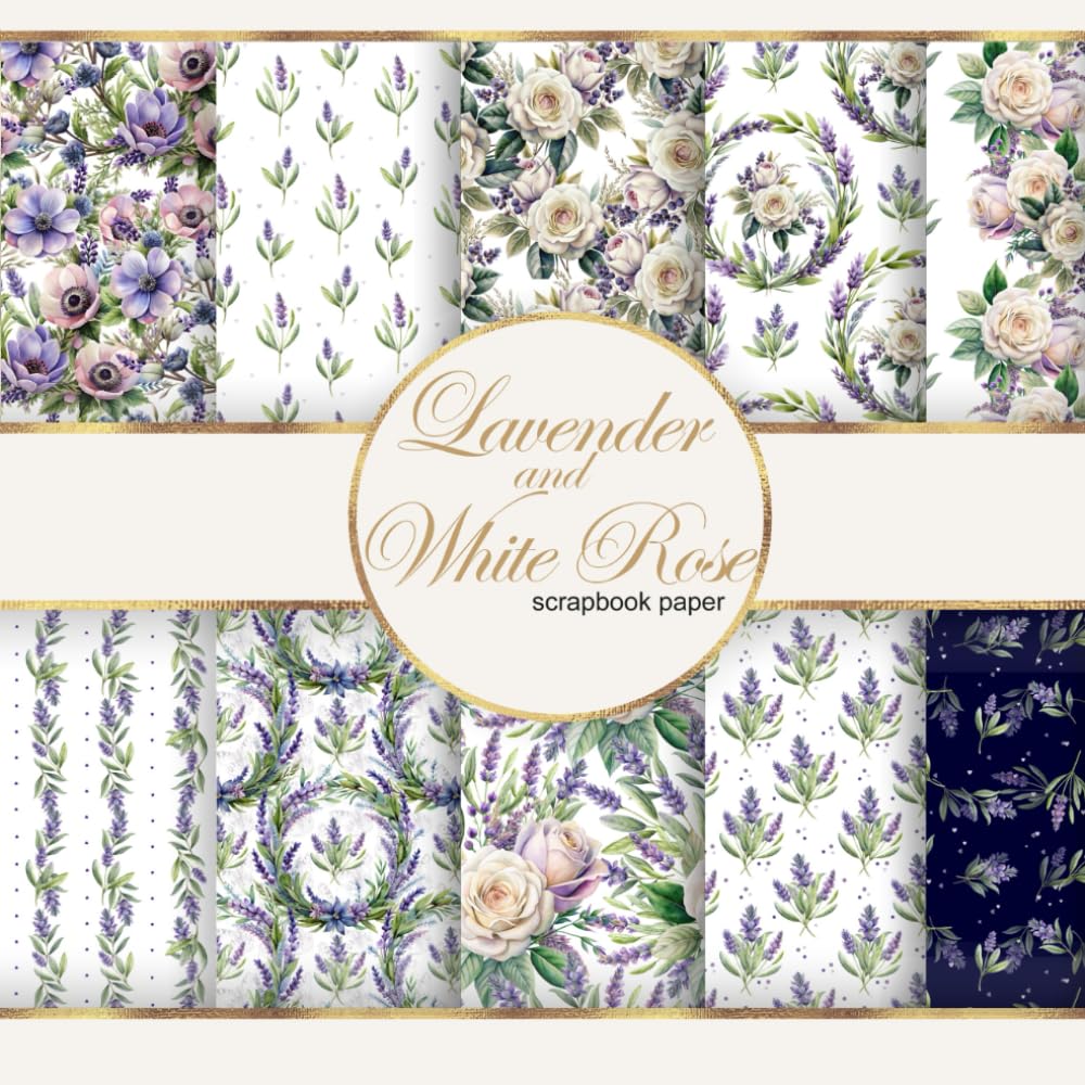 Lavender and White Rose Floral Scrapbook Paper Purple flower pattern: 20 Double Sided Craft Paper For Card Making, Origami & DIY... paper with hand... paper with hand drawn pattern for craft) baixar livro de graça