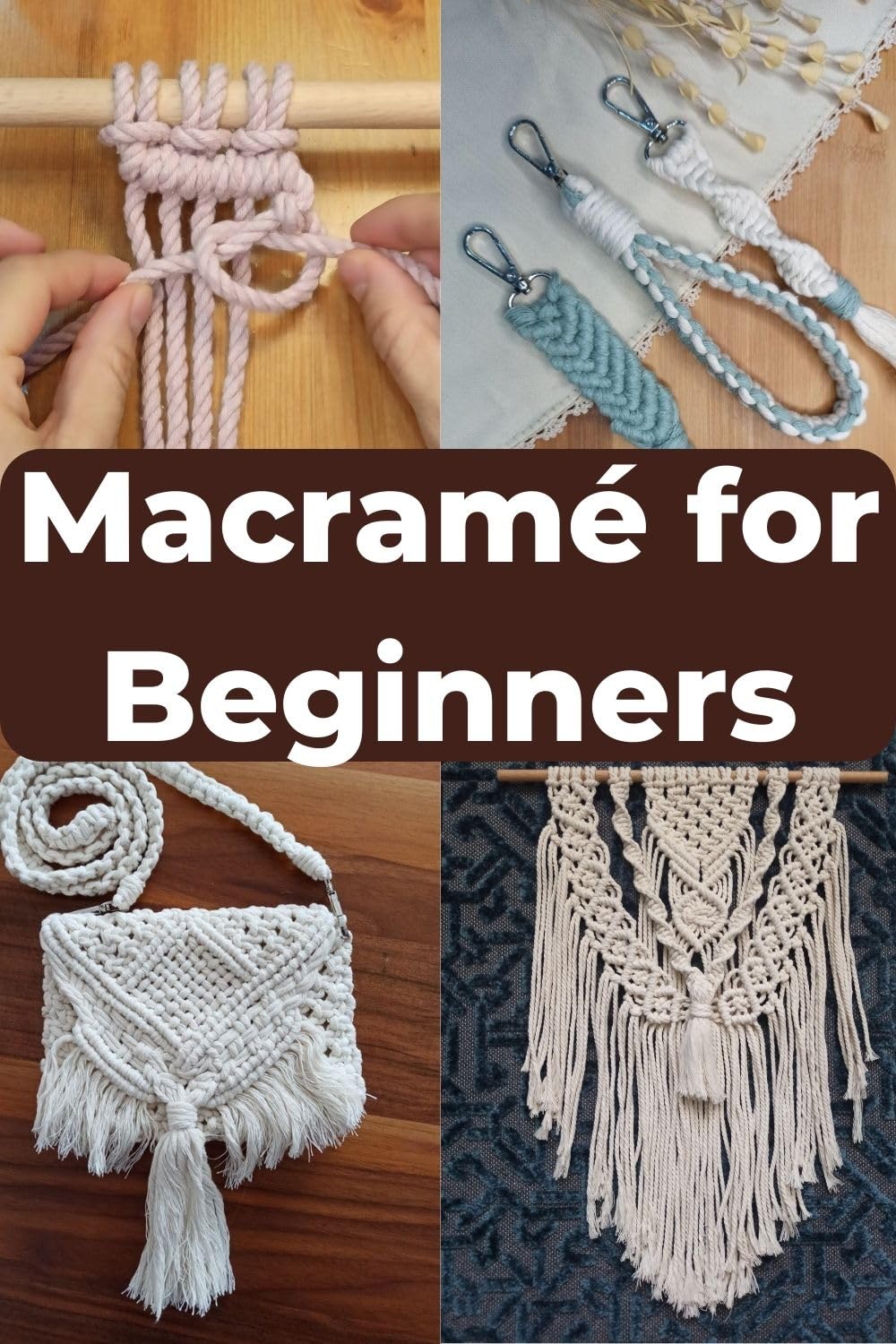 ler totalmente Macrame Tutorial for Beginners - Learn How To Make Basic Knots and Popular Macrame Projects with Patterns: Make Your Own Wall Hanging, Plant Hanger, Keychains,... Craft Hobby with Cord (English Edition)