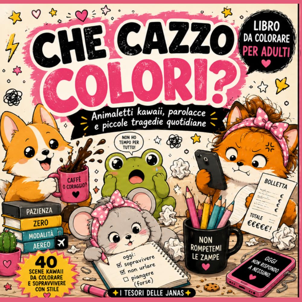 capítulo por capítulo baixar Che cazzo colori?: Animaletti kawaii, parolacce e piccole tragedie quotidiane – Libro da colorare antistress per adulti con 40 scene ironiche (Italian Edition)