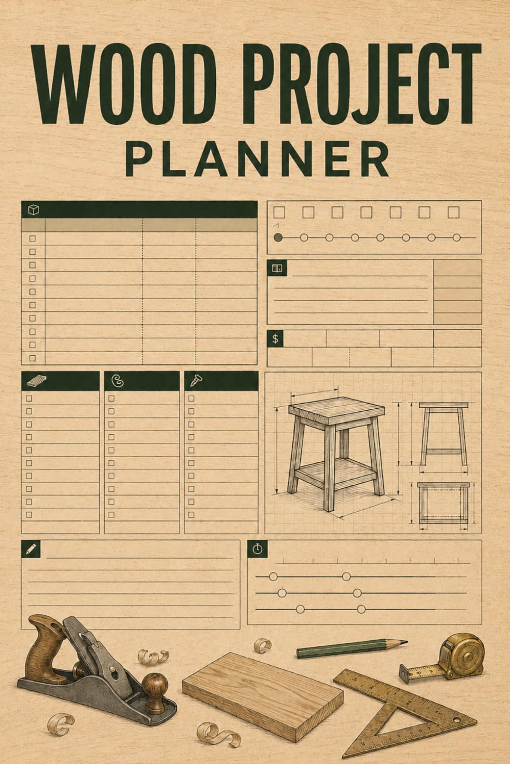 Wood Project Planner: Build Organization Journal for DIY Makers Recording Furniture Ideas, Sketches, Dimensions, Lumber Requirements, Hardware, Estimated Costs, and Progress baixar livro de graça