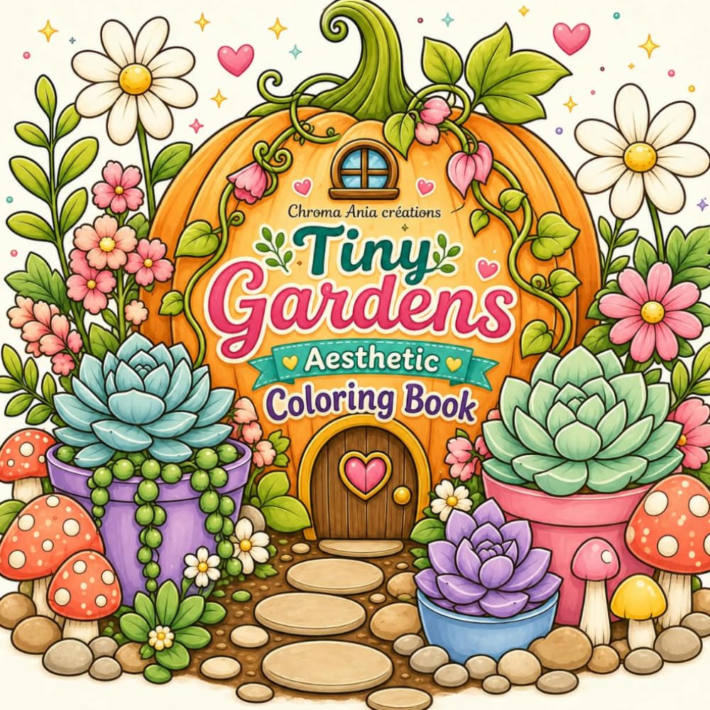 Tiny Gardens Aesthetic Coloring Book: Cute and Comfy Garden Scenes for Adults, Teens, and Beginners, Easy and Bold Designs for Stress Relief (Cozy Cottagecore) baixar o livro de graça