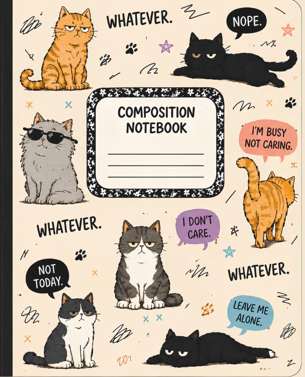 Whatever Cat Attitude Composition Notebook: A Funny Sarcastic Cat Journal with 120 Lined Pages for Notes, School, Work, Writing, and Everyday Thoughts baixar o livro de graça