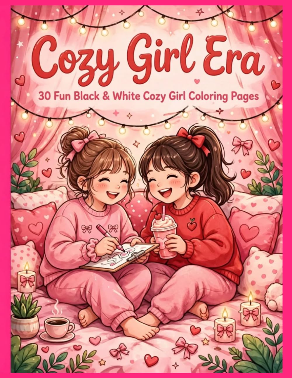 Cozy Girl Era: 30 cute and cozy girl illustrations (black & white) baixar o livro de graça