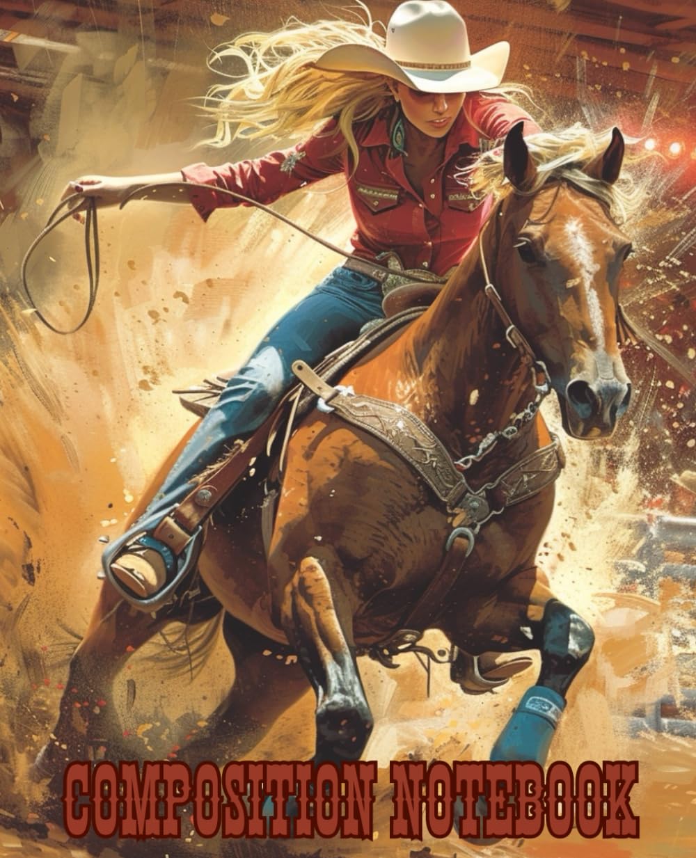 ler totalmente Composition Notebook College-Ruled: Cowgirl Roper on Horse, 7.5" x 9.25", Rodeo Themed, Horse Themed: College ruled paper, 7.5" x 9.25", 110 pages