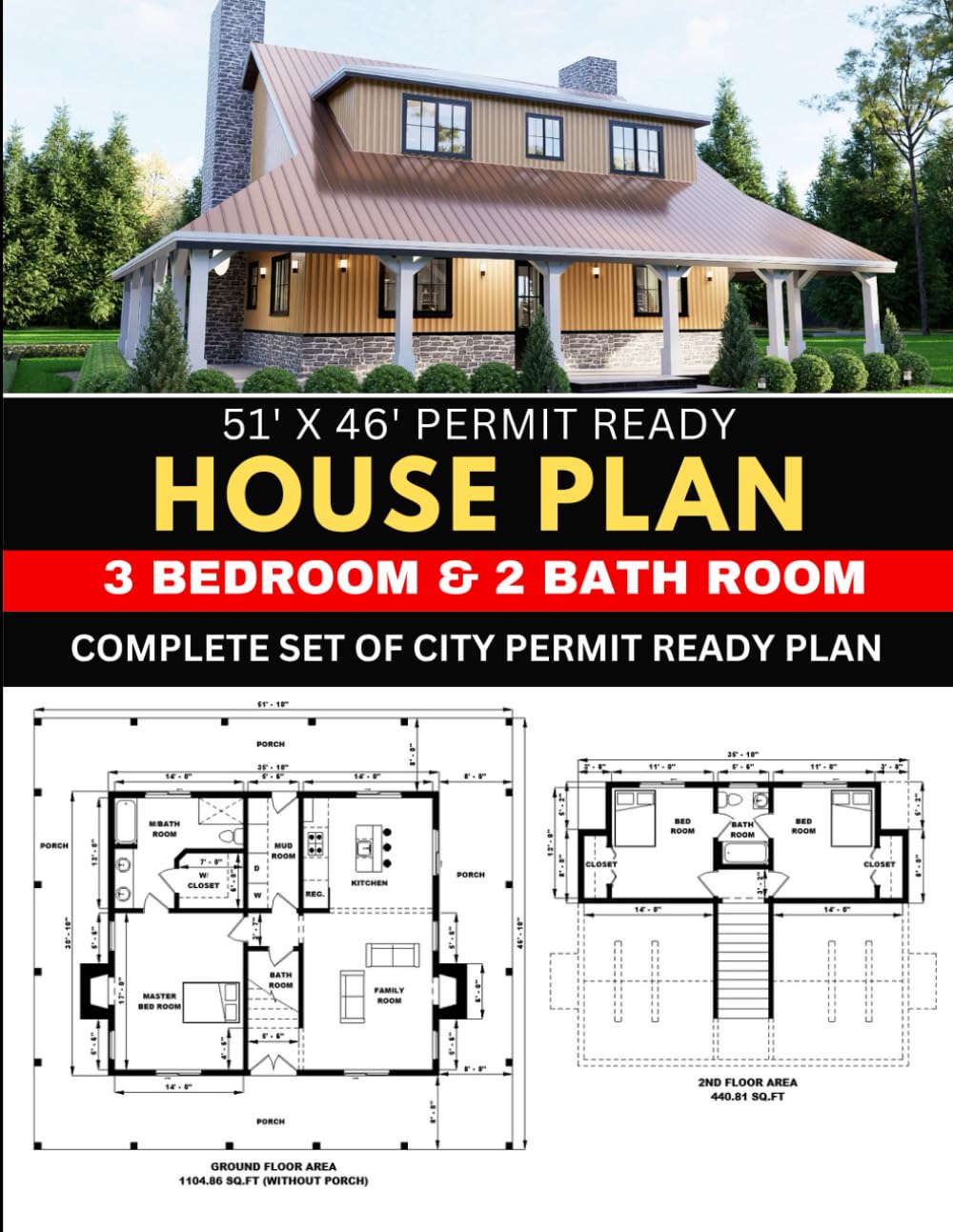 51' x 46' Permit Ready House plan set: 3 Bedroom & 2 Bathroom: Complete Set of City Permit Ready Plan baixar livro de graça