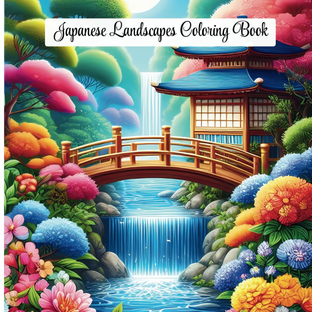 Japanese Landscapes Coloring Book