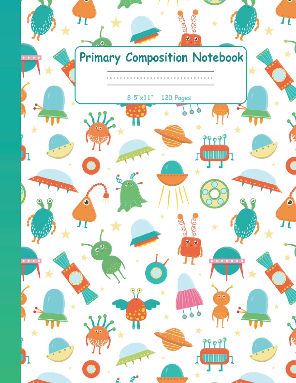 Primary Composition Notebook Cute Space Pattern: Dotted Midline and Picture Space, Grades K-2 School Exercise Book, 120 Story Pages (Primary Composition Notebooks) baixar o livro de graça