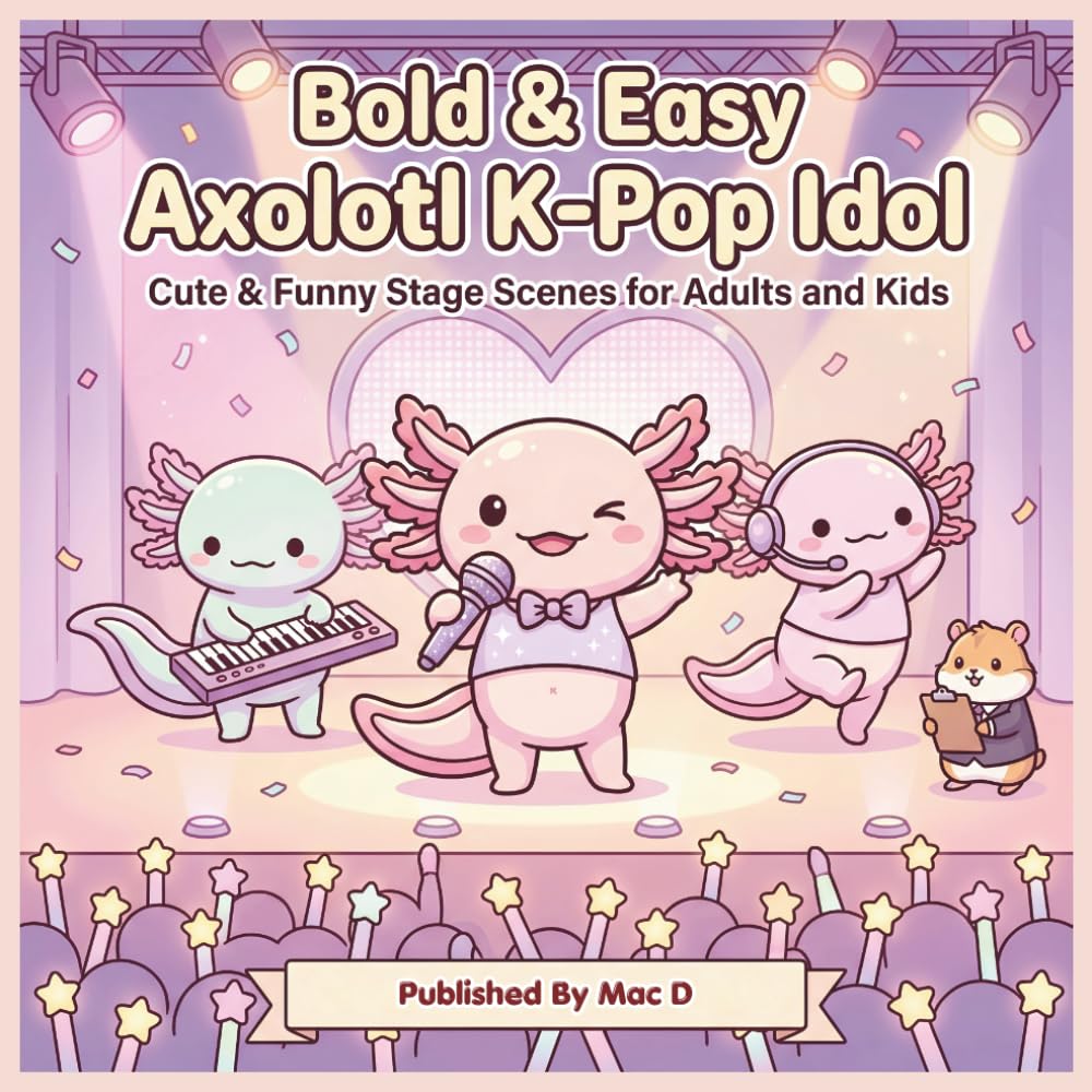 Bold & Easy Axolotl K-Pop Idol Coloring Book: Cute & Funny Stage Scenes for Adults and Kids: Simple & Cute Kawaii Axolotl Coloring Pages with Dance... for Stress Relief, Relaxation, and Smiles baixar livro de graça