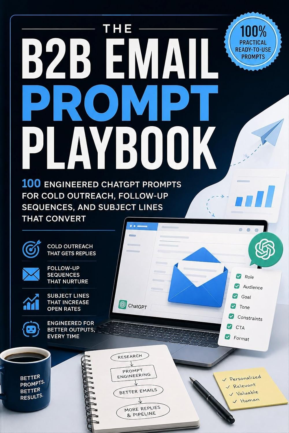 ler totalmente The B2B Email Prompt Playbook: 100 Engineered ChatGPT Prompts for Cold Outreach, Follow-Up Sequences, Nurture Emails, and Subject Lines That Convert (English Edition)