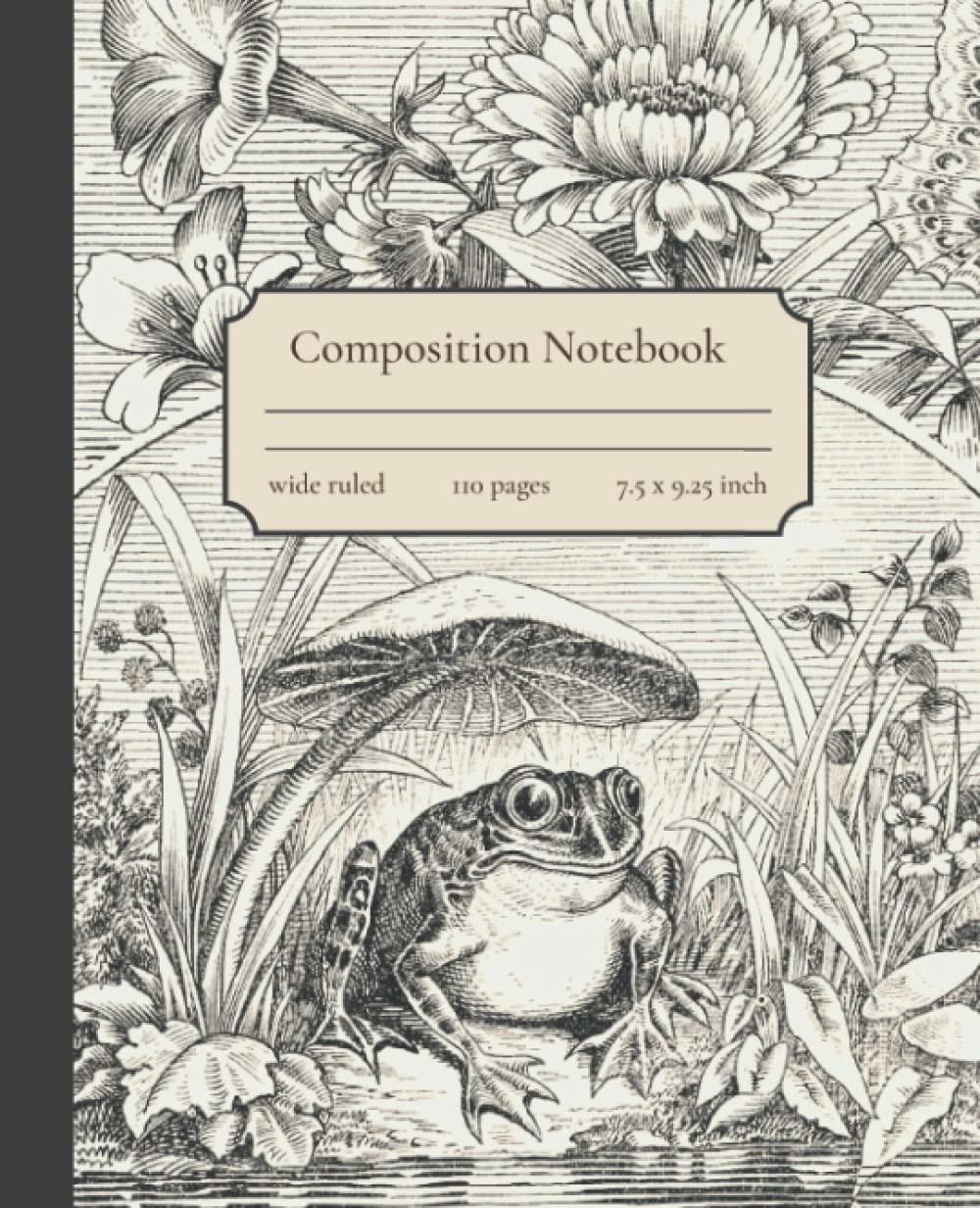 Composition Notebook Bohemian: Frog & Mushroom Vintage Illustration | Cute Cottagecore Aesthetic Journal For School, College, Office, Work | Wide Lined baixar livro de graça
