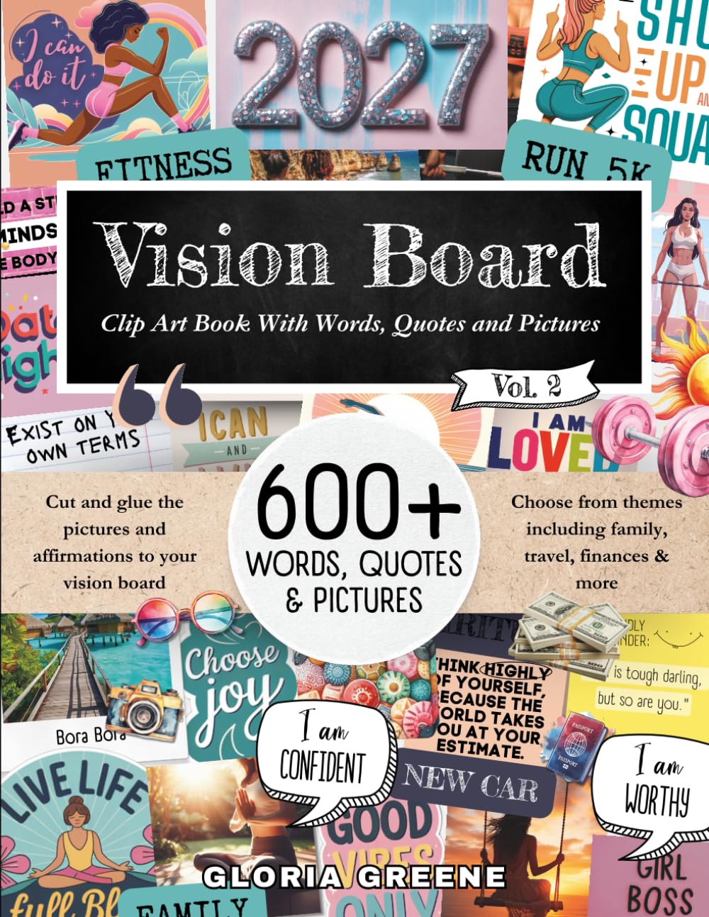 capítulo por capítulo baixar Vision Board Clip Art Book With Words, Quotes & Pictures Vol 2: Manifest Your Perfect Life With 600+ Inspirational Images, Powerful Words, Quotes and... For Women (2026 Vision Board Supplies)