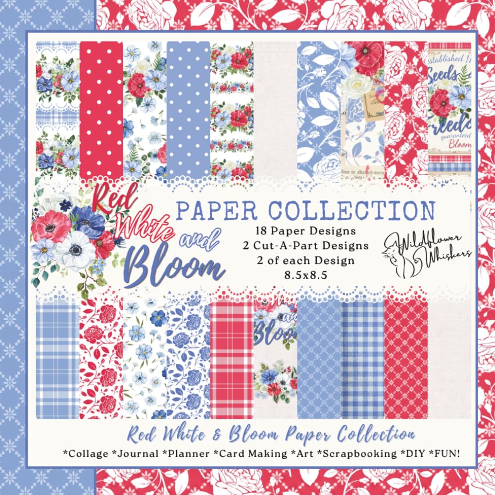Red, White & Bloom: Patriotic Floral Paper Collection: Bright & Bold Craft Paper for Summer Creativity baixar livro de graça