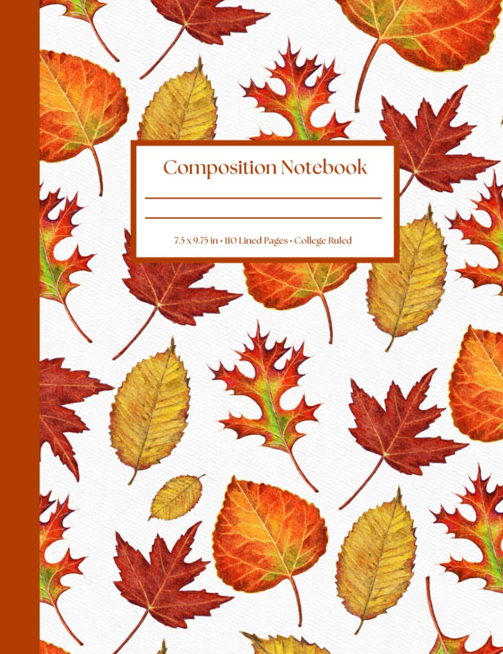 ler totalmente Fall Leaves Notebook: Autumn Themed Notebook with Colorful Fall Leaves: College Ruled Composition Notebook 110 Pages 7.5 by 9.75 Inches