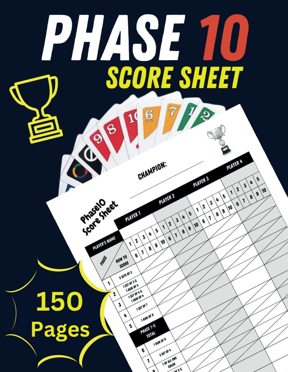 Phase 10 Score Sheet: Phase 10 Card Game, Large Print Score Pads 8.5 x 11 inches with 150 pages, for Scorekeeping baixar livro de graça