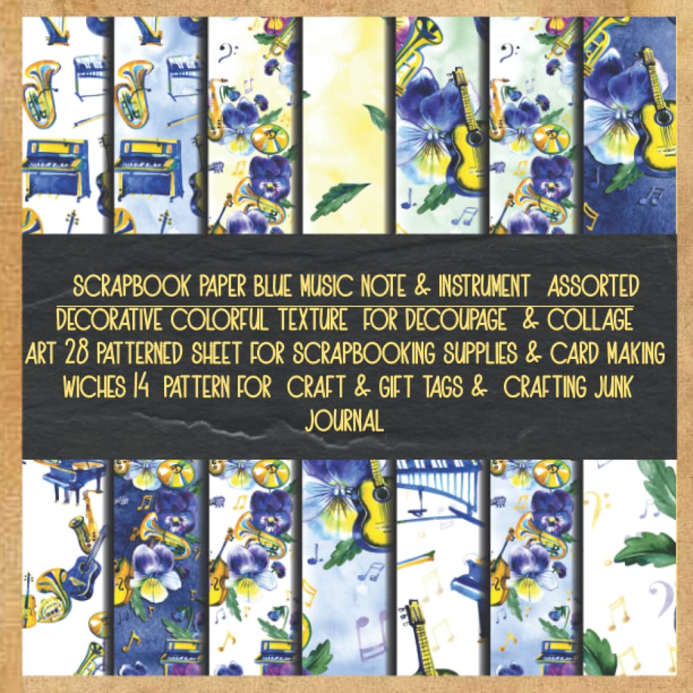 scrapbook paper blue music note & instrument assorted decorative colorful texture for decoupage & collage art 28 patterned sheet for scrapbooking... craft & gift tags & crafting junk journal baixar livro de graça
