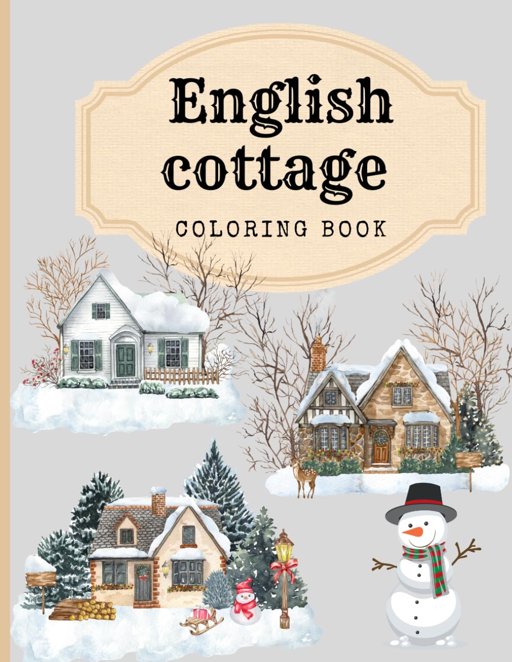 English cottage: Coloring book for adults 100 pages