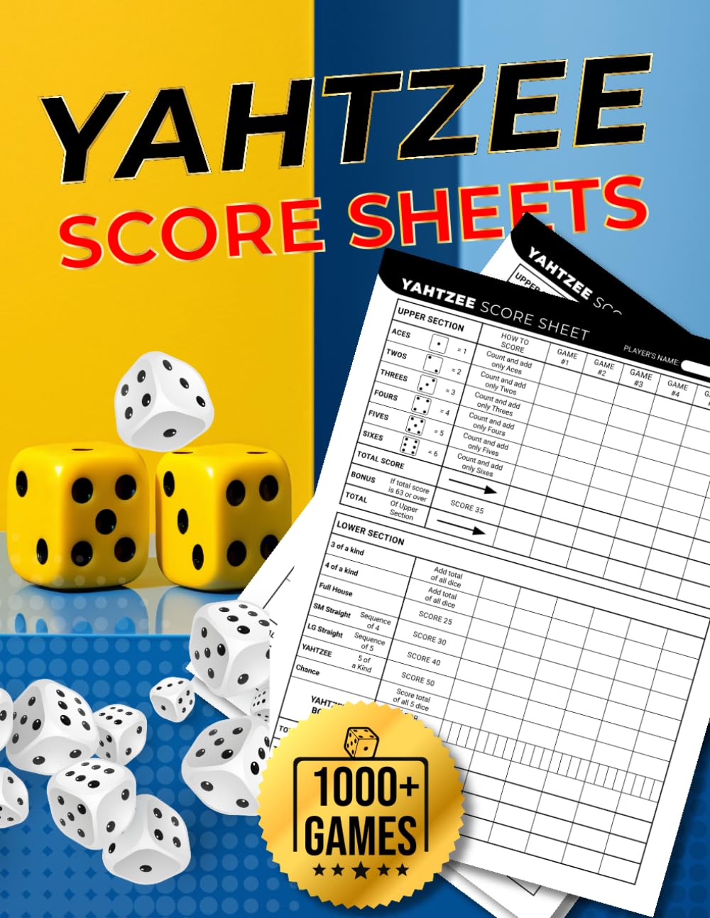 Yahtzee Score Sheets: Large Print Yahtzee Score Pads | 1000+ Score Games for Easy Scorekeeping | Original and Unique Layout Design | 8.5x11 Big Jumbo Size Yahtzee Cards Book baixar o livro de graça