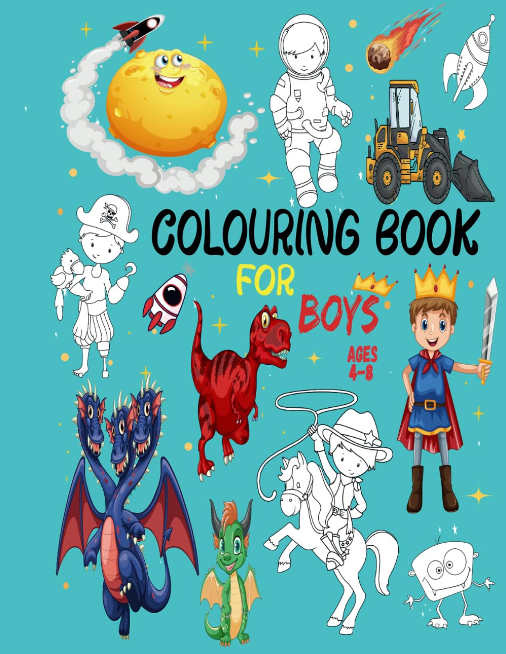 capítulo por capítulo baixar Colouring Book for Boys Ages 4-8: Dragons Dinos Robots car digger Spaceships animals Fantasy for Children Ages 4 5 6 7 8 – bumper book +100 pages