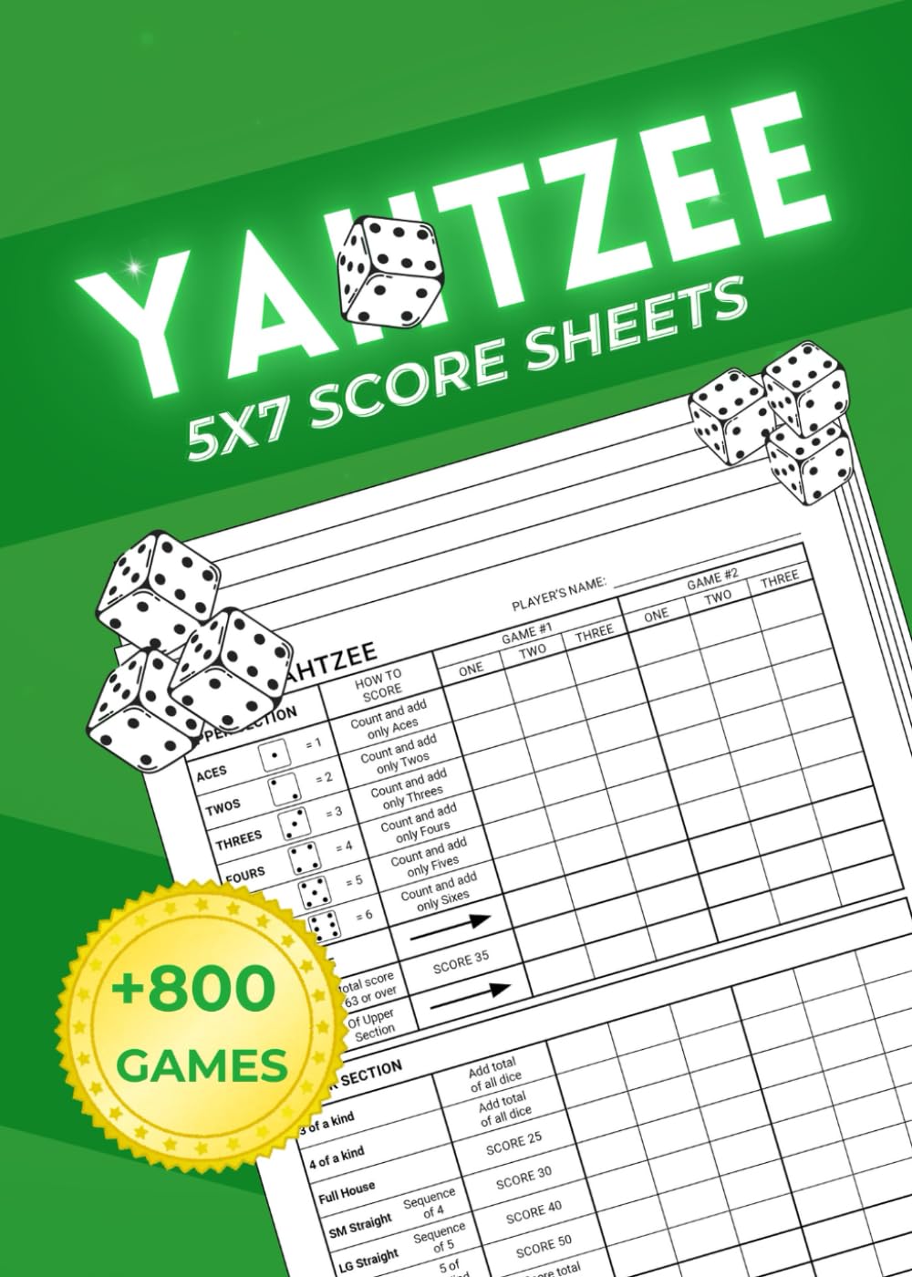 Yahtzee Score Pads 5x7: 800+ Large Print Yahtzee Score Sheets for Scorekeeping. Score Book & Family Game. baixar livro de graça