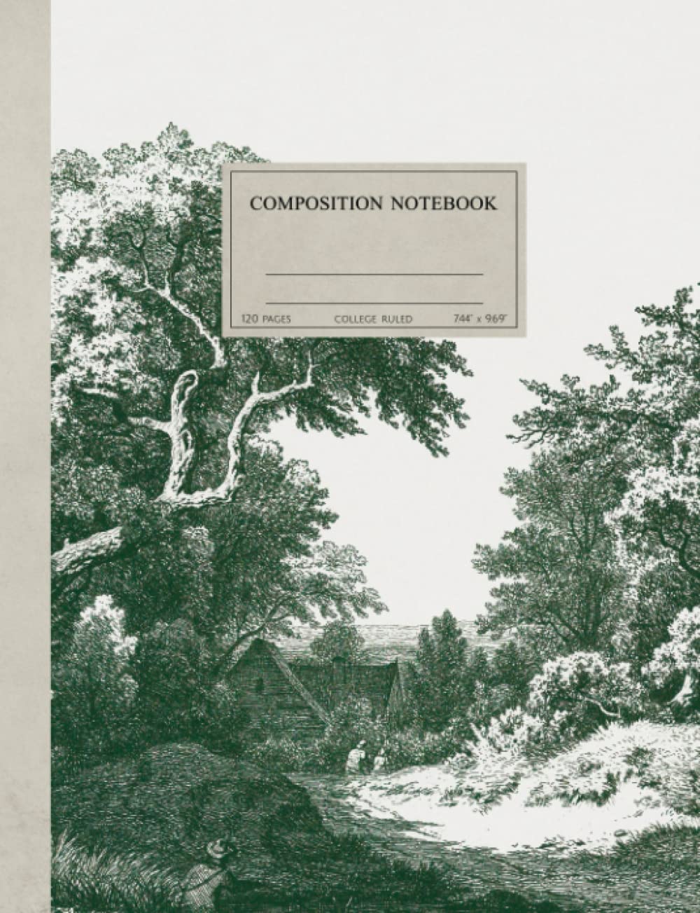 ler totalmente Composition Notebook: Vintage Forest Cottage Illustration, Green Botanical - College Ruled, 120 Pages, 7.44 x 9.69 Inches