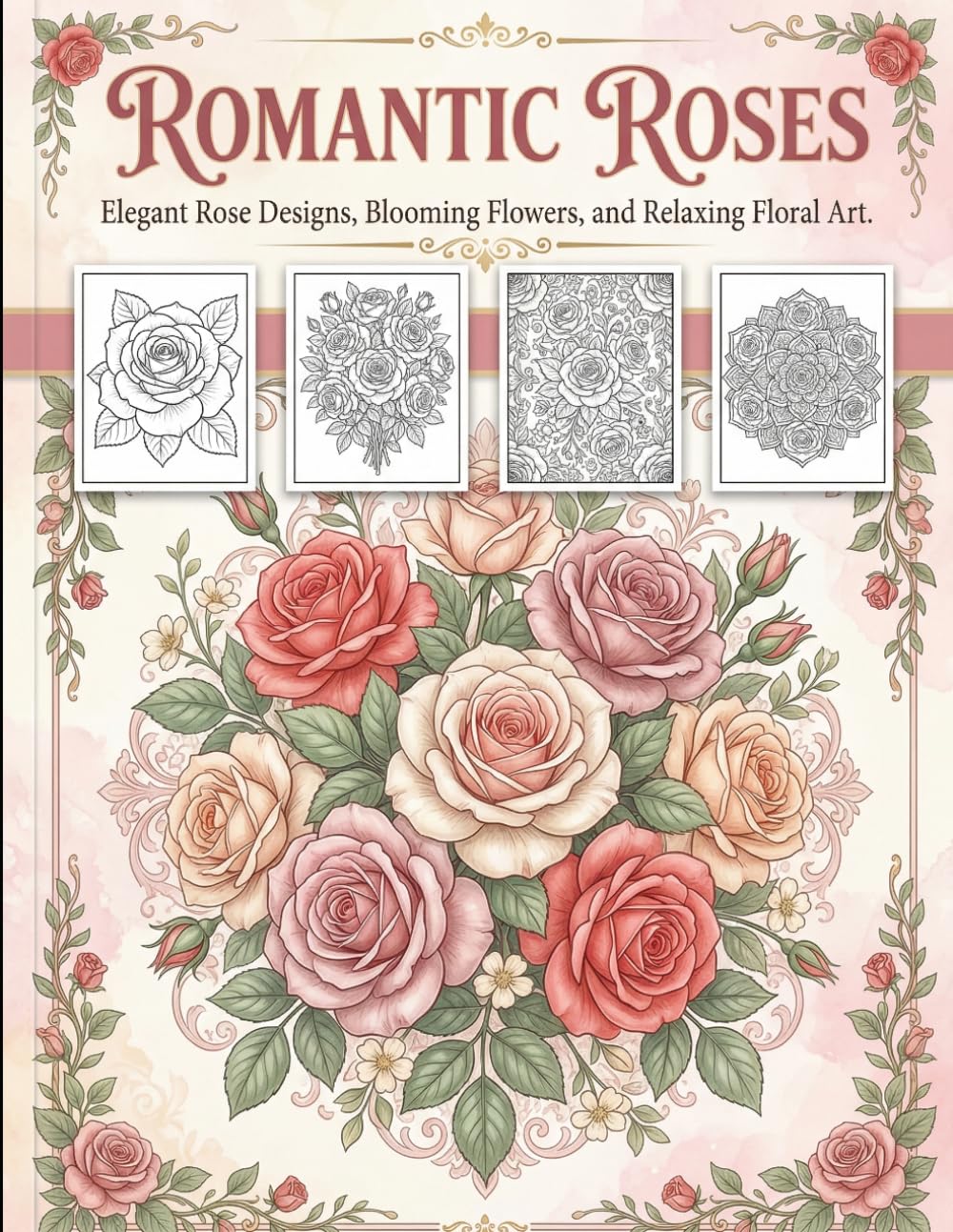 Romantic Roses Coloring Book: Elegant Rose Designs, Blooming Flowers, and Relaxing Floral Art baixar livro de graça