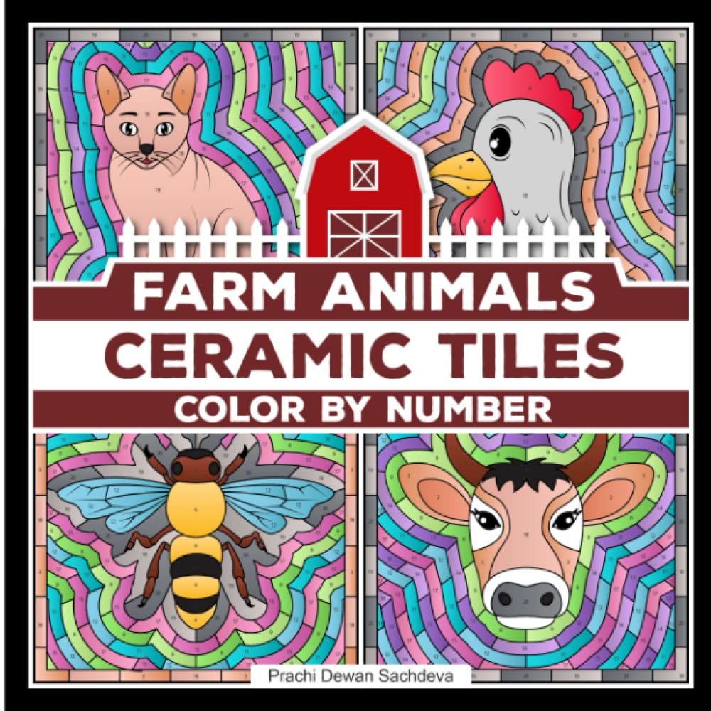 ler totalmente Ceramic Tiles Farm Animals - Color By Number: A perfect book to color and relax - paint by number pages of cute cow, horse, pig, and many more animals