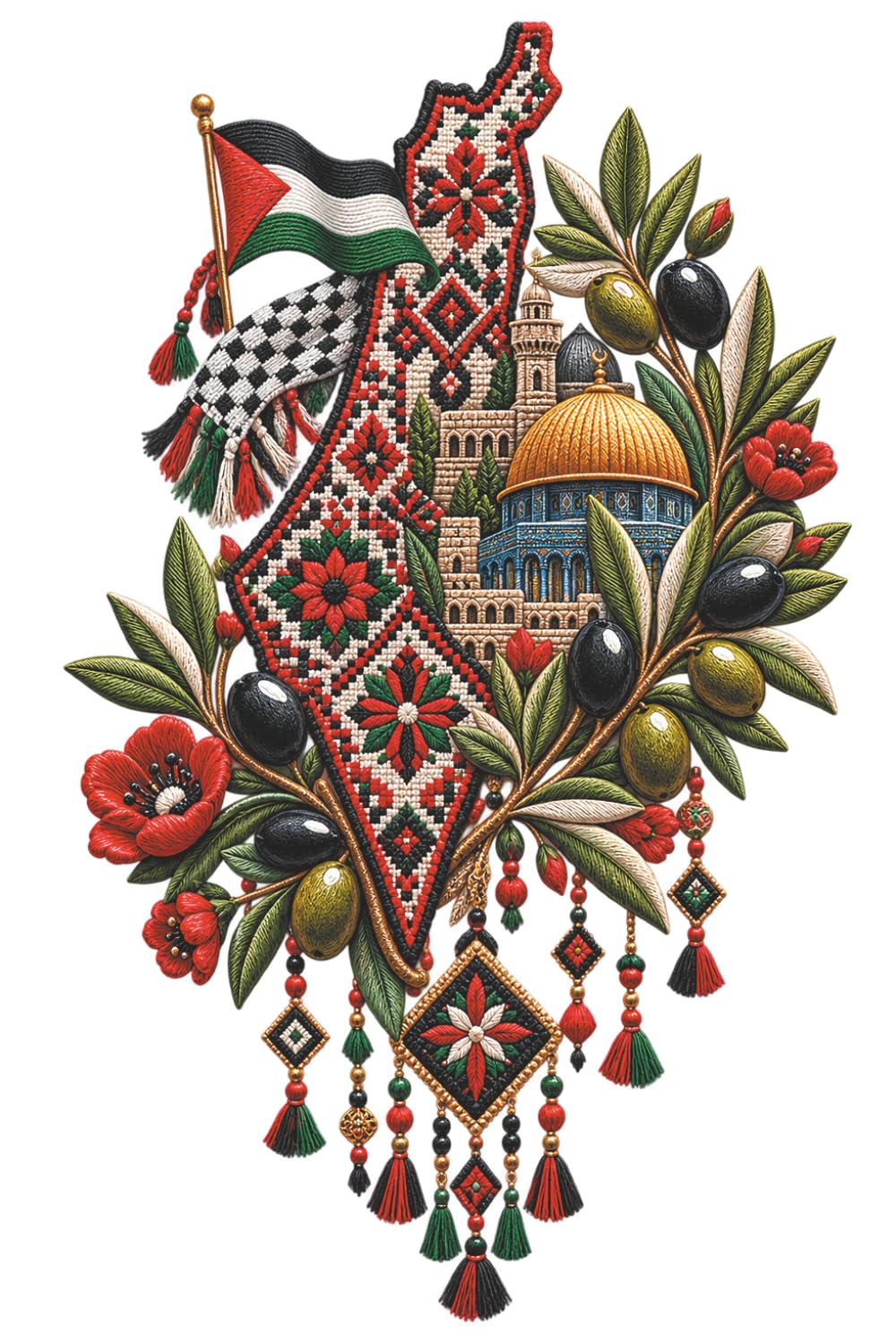 Palestine Forever Journal: Map, Flag & Olive Tree Heritage Notebook: 6x9 Lined Diary Featuring Palestinian National Symbols, Dome of the Rock, and Cross-Stitch Embroidery baixar o livro de graça