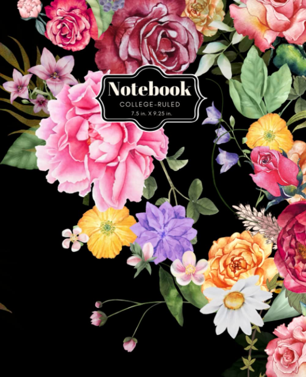 ler totalmente Romantic Floral Notebook College-Ruled Composition: Stunning Black High Contrast Background for Rose, Gardening Enthusiast. Women's, Mother's Day, Bridal, Every Day