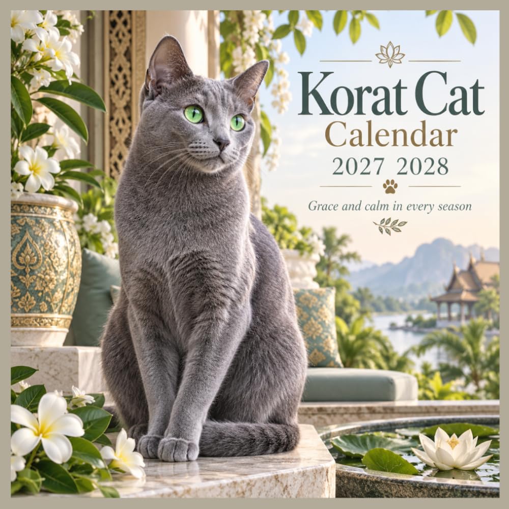 ler totalmente Korat Cat Calendar 2027 2028: 18 Months of Silver-Blue Feline Photography, Green-Eyed Portraits, Monthly Planning and Notes