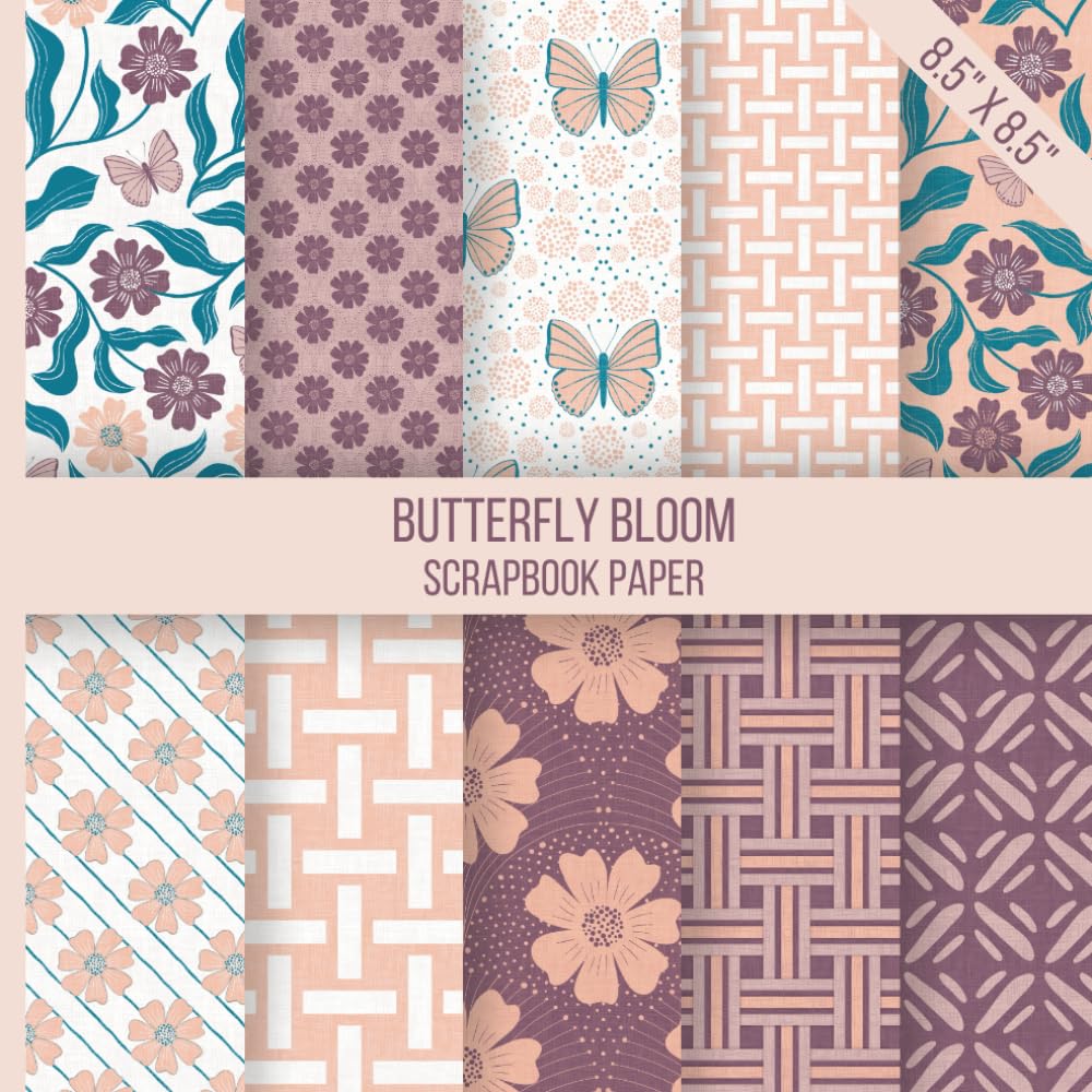 Butterfly Bloom Scrapbook Paper: Double-sided collage book with coordinating retro floral, geometric and botanical themes for crafting and journaling baixar livro de graça