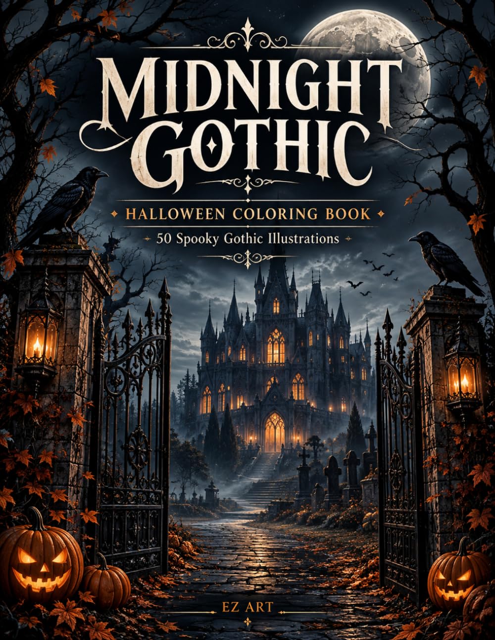 Midnight Gothic: A Halloween Coloring Book for Teens and Adults 50 Spooky Gothic Illustrations of Haunted Houses, Witches, Ravens, Graveyards and Pumpkins baixar livro de graça